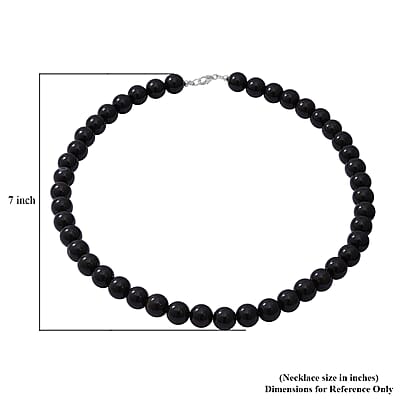 Black Onyx Beaded Necklace 18 Inches in Sterling Silver 250.00 ctw