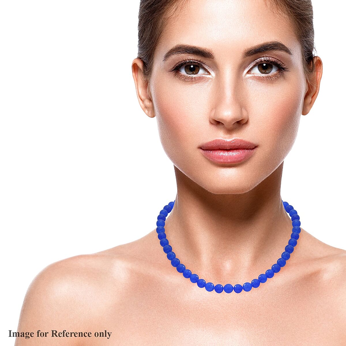 Blue Onyx 10mm Beaded Necklace 18 Inches in Sterling Silver 250.00 ctw image number 1