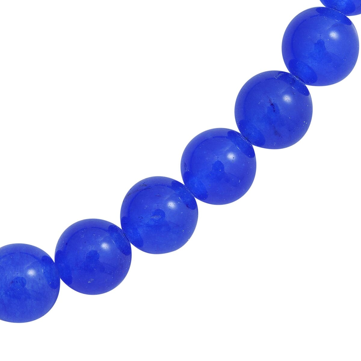 Blue Onyx 10mm Beaded Necklace 18 Inches in Sterling Silver 250.00 ctw image number 2