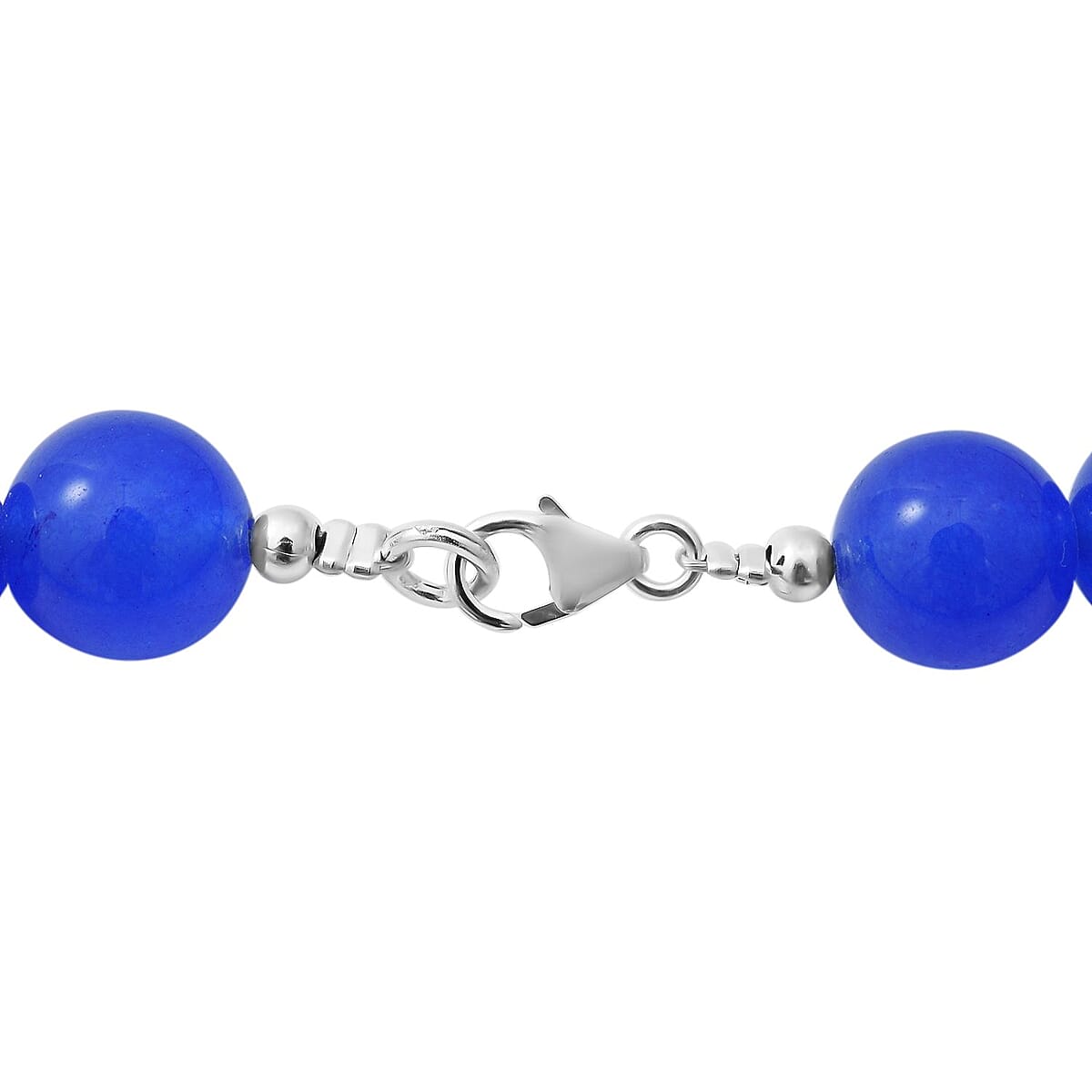 Blue Onyx 10mm Beaded Necklace 18 Inches in Sterling Silver 250.00 ctw image number 3