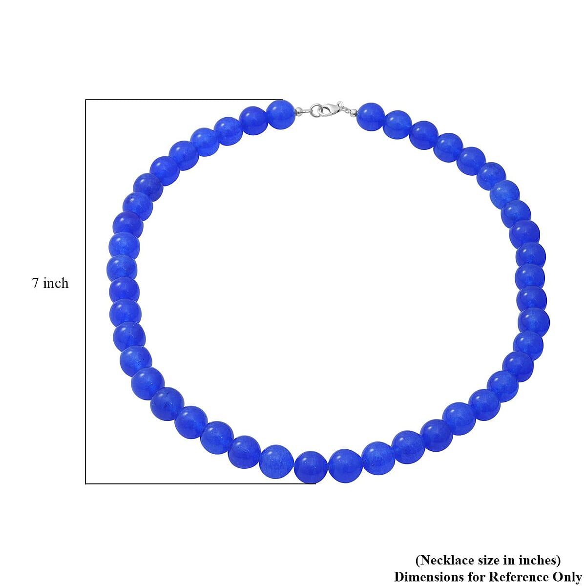 Blue Onyx 10mm Beaded Necklace 18 Inches in Sterling Silver 250.00 ctw image number 4