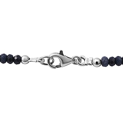 Multi Sapphire Beaded Necklace 18 Inches in Sterling Silver 110.00 ctw