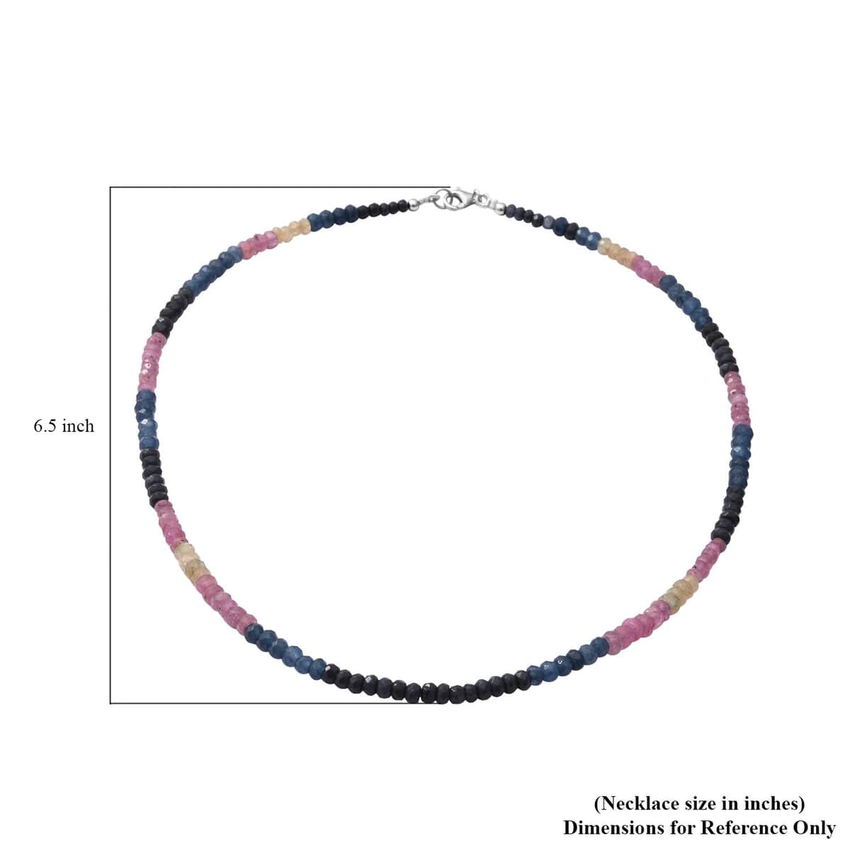 Multi Sapphire Beaded Necklace 18 Inches in Sterling Silver 110.00 ctw image number 4