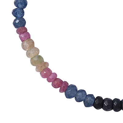 Multi Sapphire Beaded Bracelet in Sterling Silver (7.25 In) 24.00 ctw