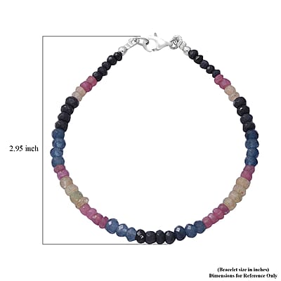 Multi Sapphire Beaded Bracelet in Sterling Silver (7.25 In) 24.00 ctw