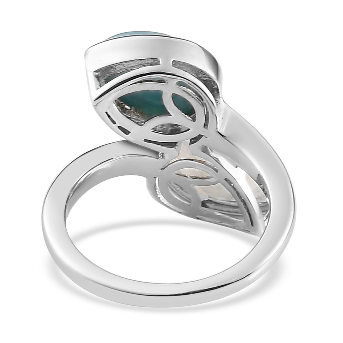 Larimar and Premium Rainbow Moonstone Bypass Ring in Platinum Over Sterling Silver (Size 5.0) 4.15 ctw image number 4