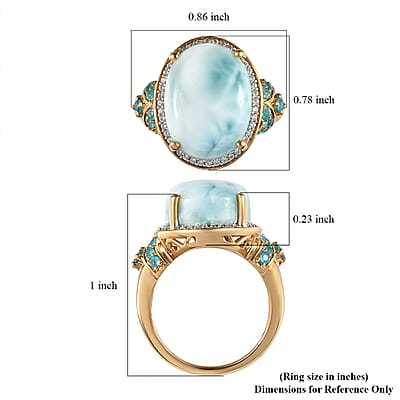 Larimar and Multi Gemstone Ring in Vermeil Yellow Gold Over Sterling Silver (Size 10.0) 10.75 ctw