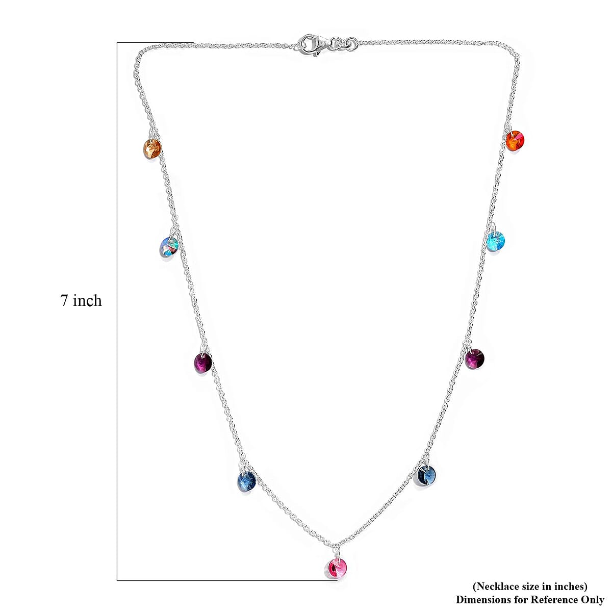 Multi Color Crystal Station Necklace 18 Inches in Sterling Silver image number 5