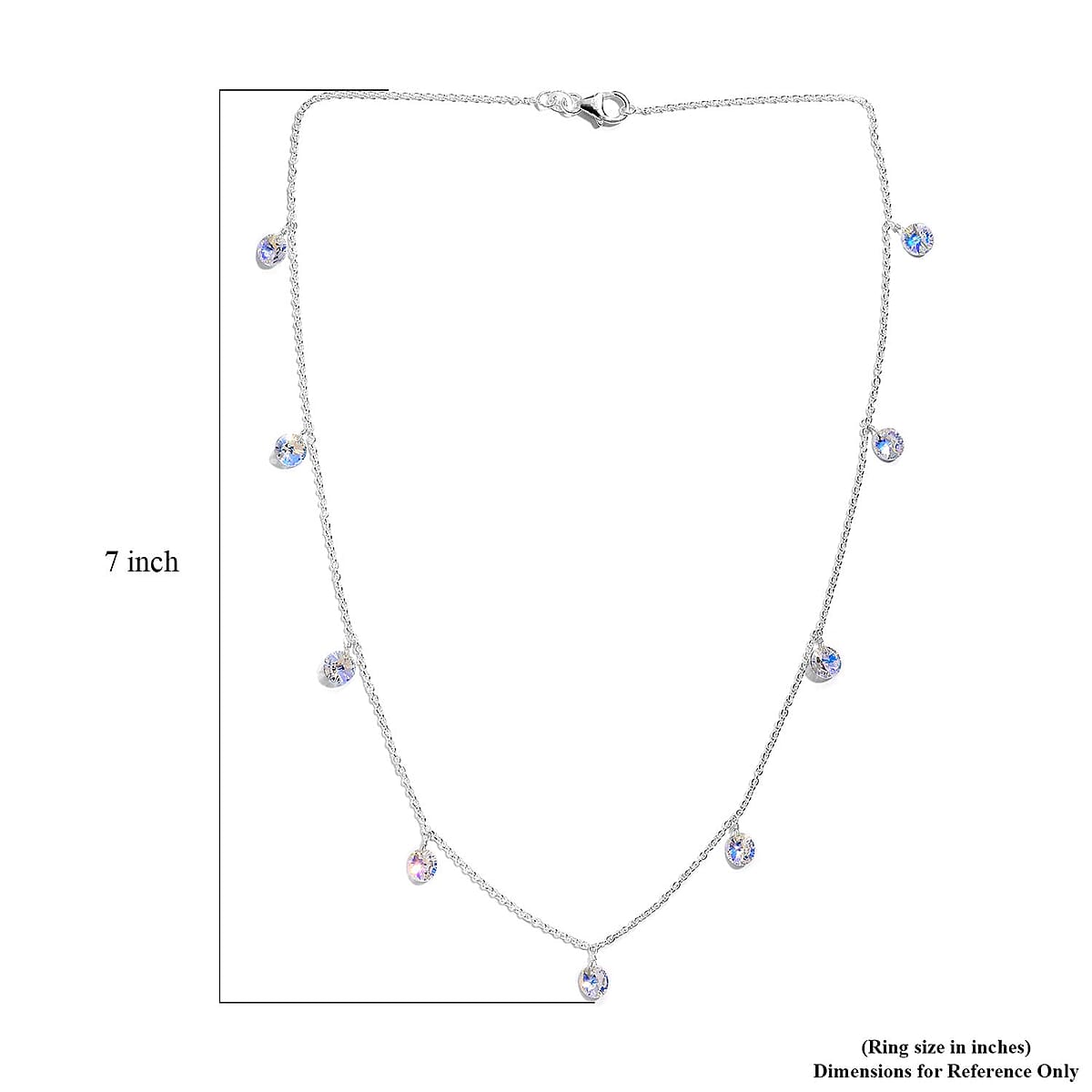 Aurora Borealis Crystal Station Necklace 18 Inches in Sterling Silver image number 5