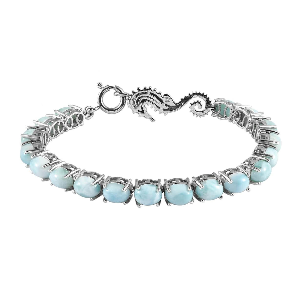 Larimar Tennis Bracelet with Sea Horse in Platinum Over Sterling Silve (7.25 In) 17.35 ctw (Del. in 7-10 Days) image number 0