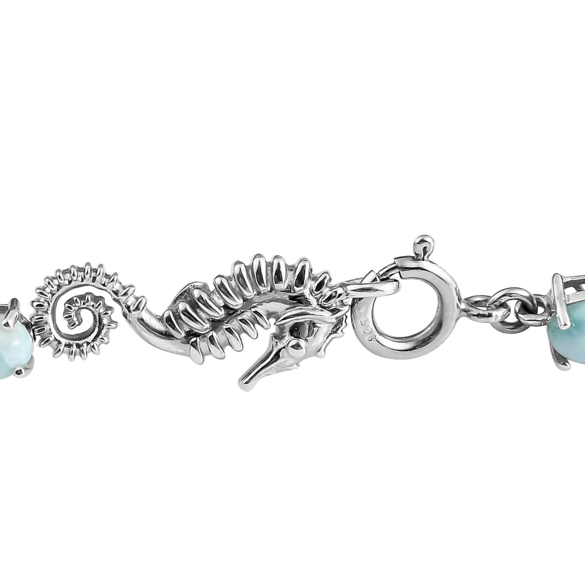 Larimar Tennis Bracelet with Sea Horse in Platinum Over Sterling Silve (7.25 In) 17.35 ctw (Del. in 7-10 Days) image number 3