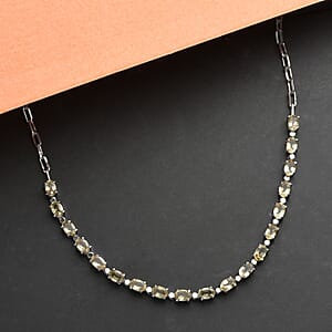 Brazilian Citrine 9.60 ctw Necklace, Paper Clip Chain Necklace, 20 Inches Necklace, Stainless Steel Jewelry