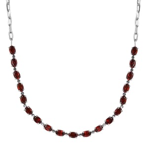 Mozambique Garnet 10.20 ctw Necklace, Paper Clip Chain Necklace, 20 Inches Necklace, Stainless Steel Jewelry