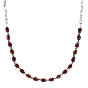 Mozambique Garnet Necklace, Paper Clip Chain Necklace, 20 Inches Necklace, Stainless Steel Jewelry 10.20 ctw