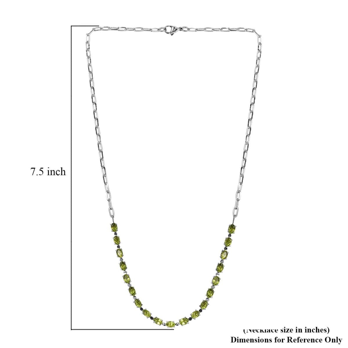 Peridot Necklace, Paper Clip Chain Necklace, 20 Inches Necklace, Stainless Steel Jewelry 9.50 ctw image number 5