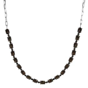 Brazilian Smoky Quartz Necklace, Paper Clip Chain Necklace, 20 Inches Necklace, Stainless Steel Jewelry 7.60 ctw