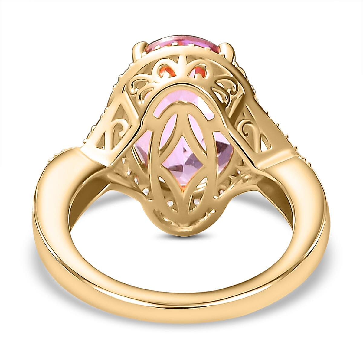 Rose De France Amethyst and White Zircon 5.98 ctw Ring in 14K YG Over Sterling Silver (Size 10.0)