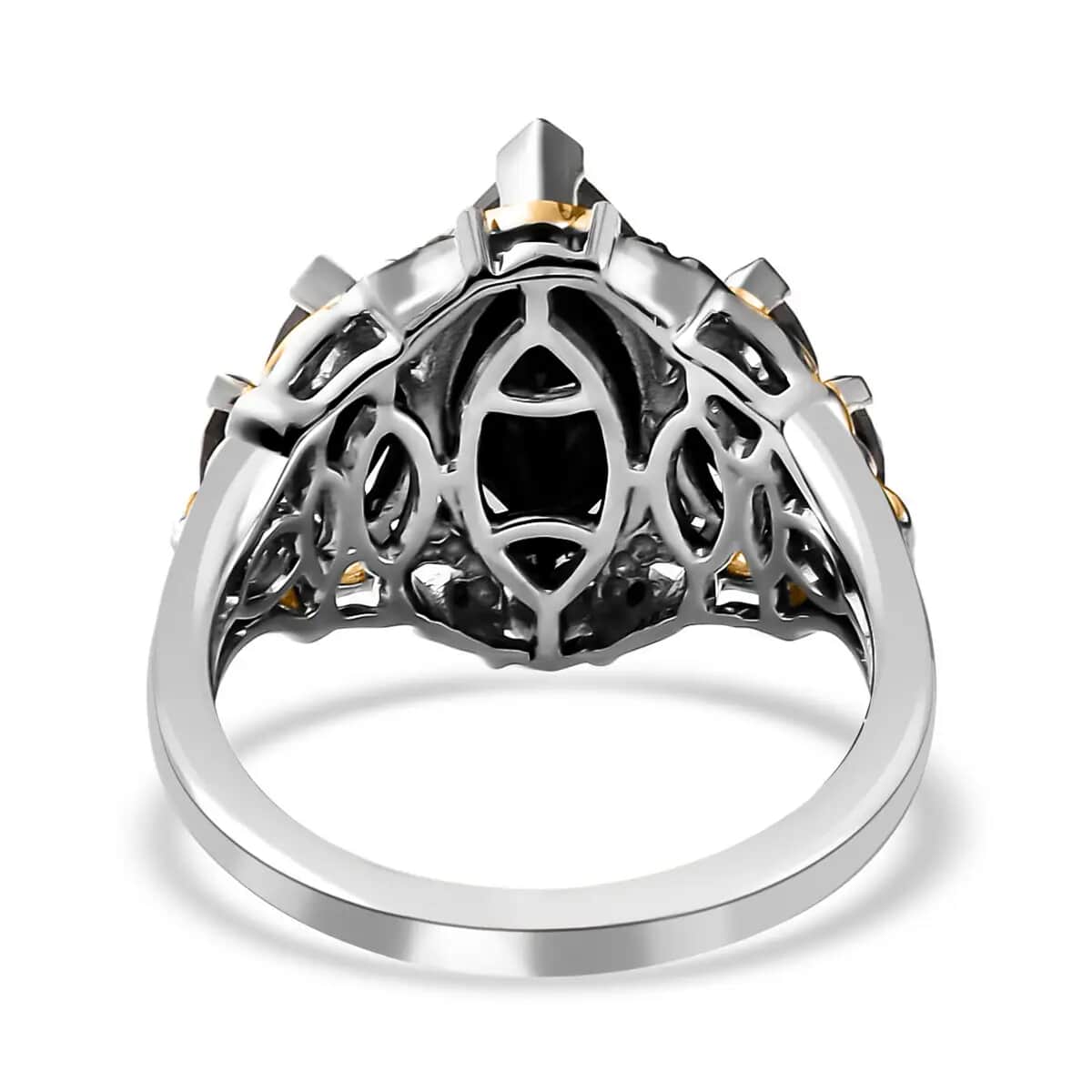 Natural Thai Black Spinel and Black Diamond Accent Ring in Platinum Over Sterling Silver (Size 6.0) 4.85 ctw image number 5