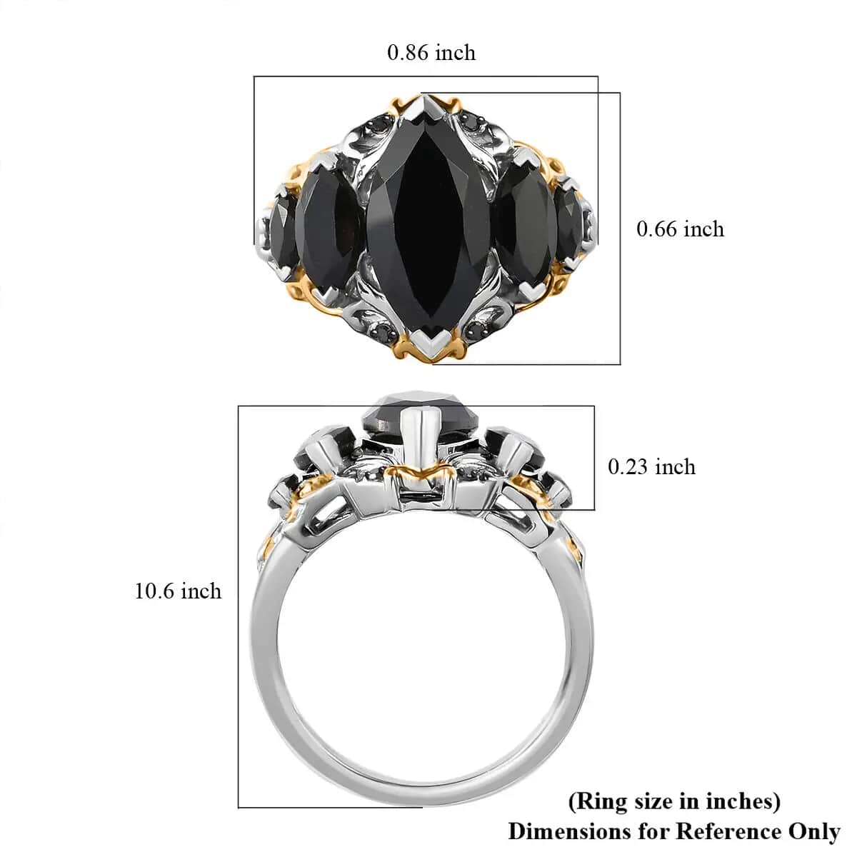 Natural Thai Black Spinel and Black Diamond Accent Ring in Platinum Over Sterling Silver (Size 6.0) 4.85 ctw image number 6