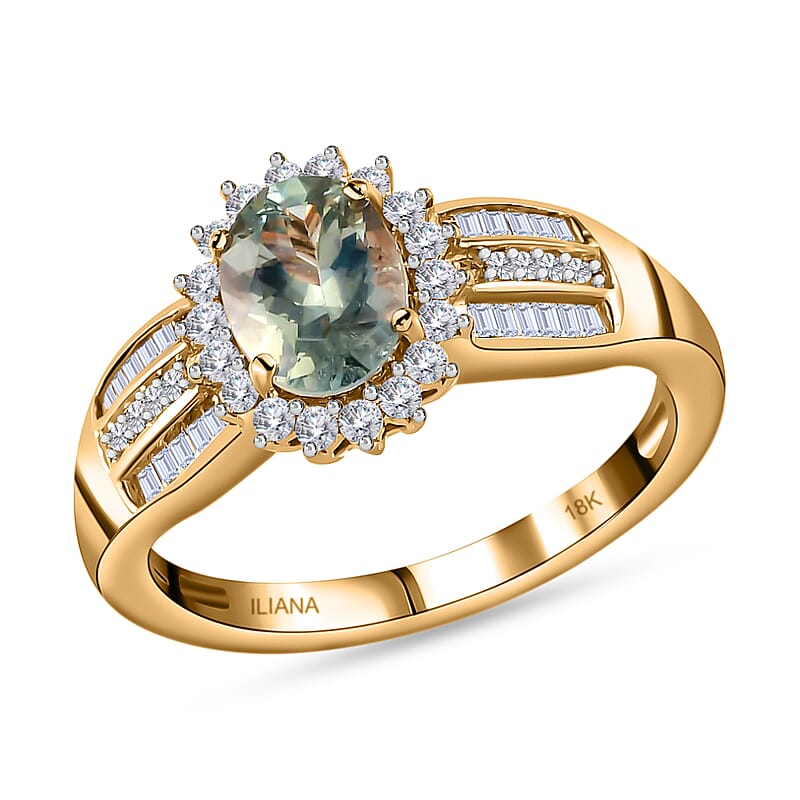 Iliana 18K Yellow Gold AAA Narsipatnam Alexandrite and G-H SI Diamond Ring (Size 6.0) 4.50 Grams 1.50 ctw