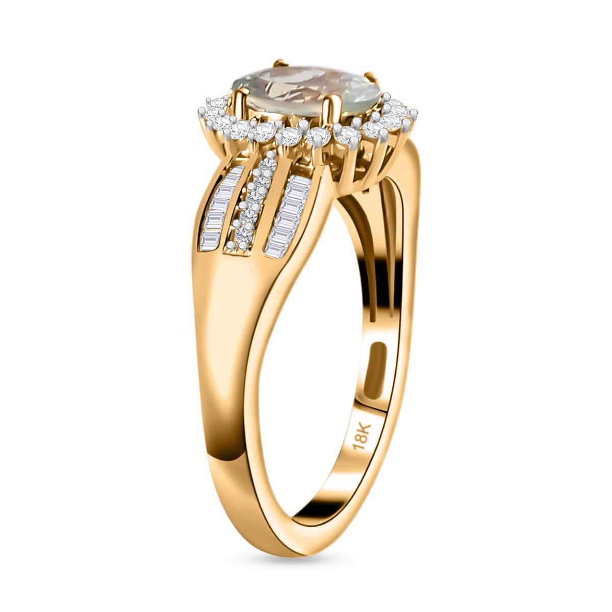 ILIANA 18K Yellow Gold AAA Narsipatnam Alexandrite and G-H SI Diamond Ring 4.50 Grams 1.50 ctw image number 3