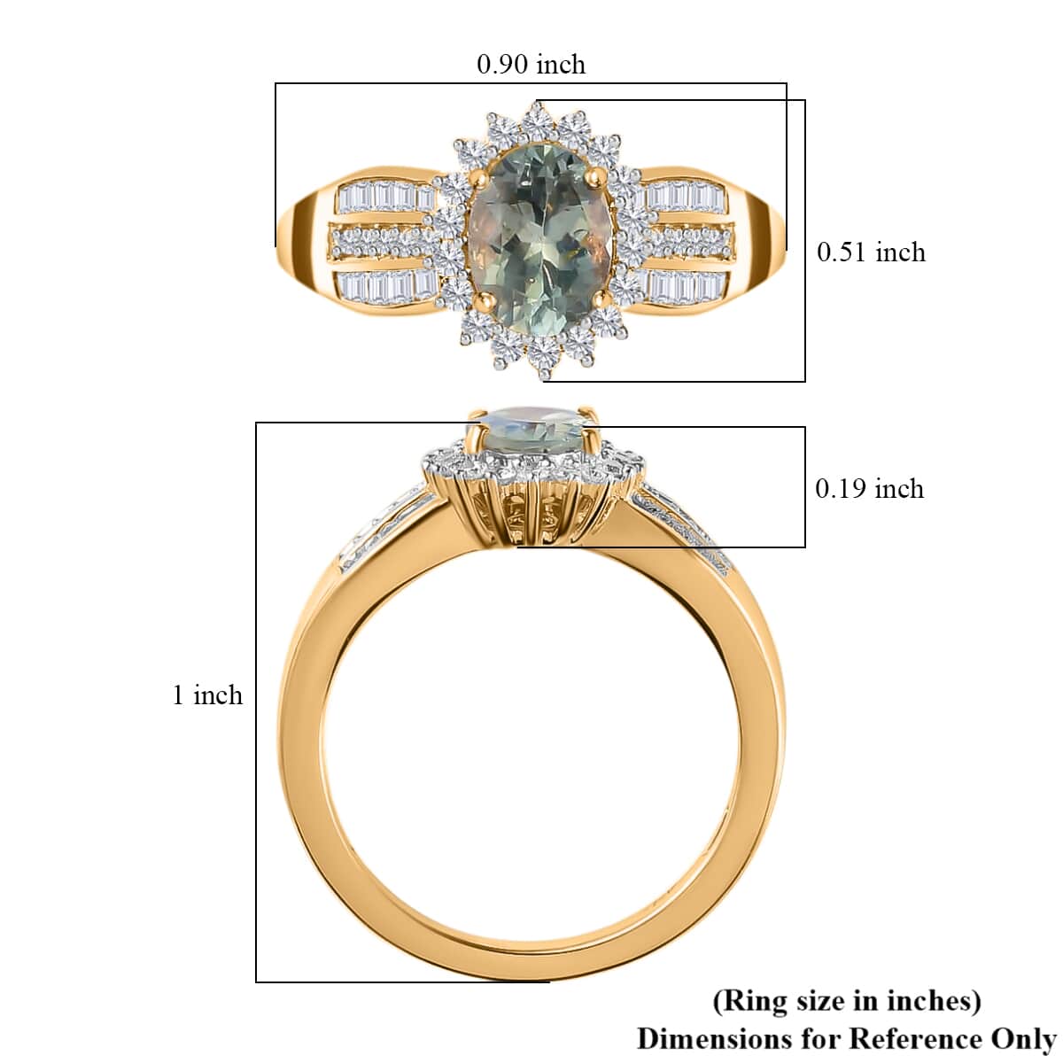 ILIANA 18K Yellow Gold AAA Narsipatnam Alexandrite and G-H SI Diamond Ring 4.50 Grams 1.50 ctw image number 5