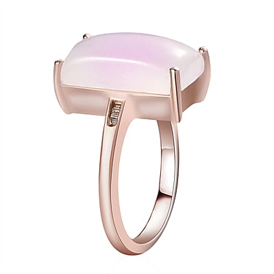 Moon Glow Moonstone and Natural Champagne Diamond Ring in Vermeil Rose Gold Sterling Silver (Size 10.0) 5.85 ctw