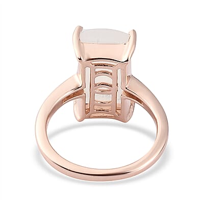Moon Glow Moonstone and Natural Champagne Diamond Ring in Vermeil Rose Gold Sterling Silver (Size 10.0) 5.85 ctw