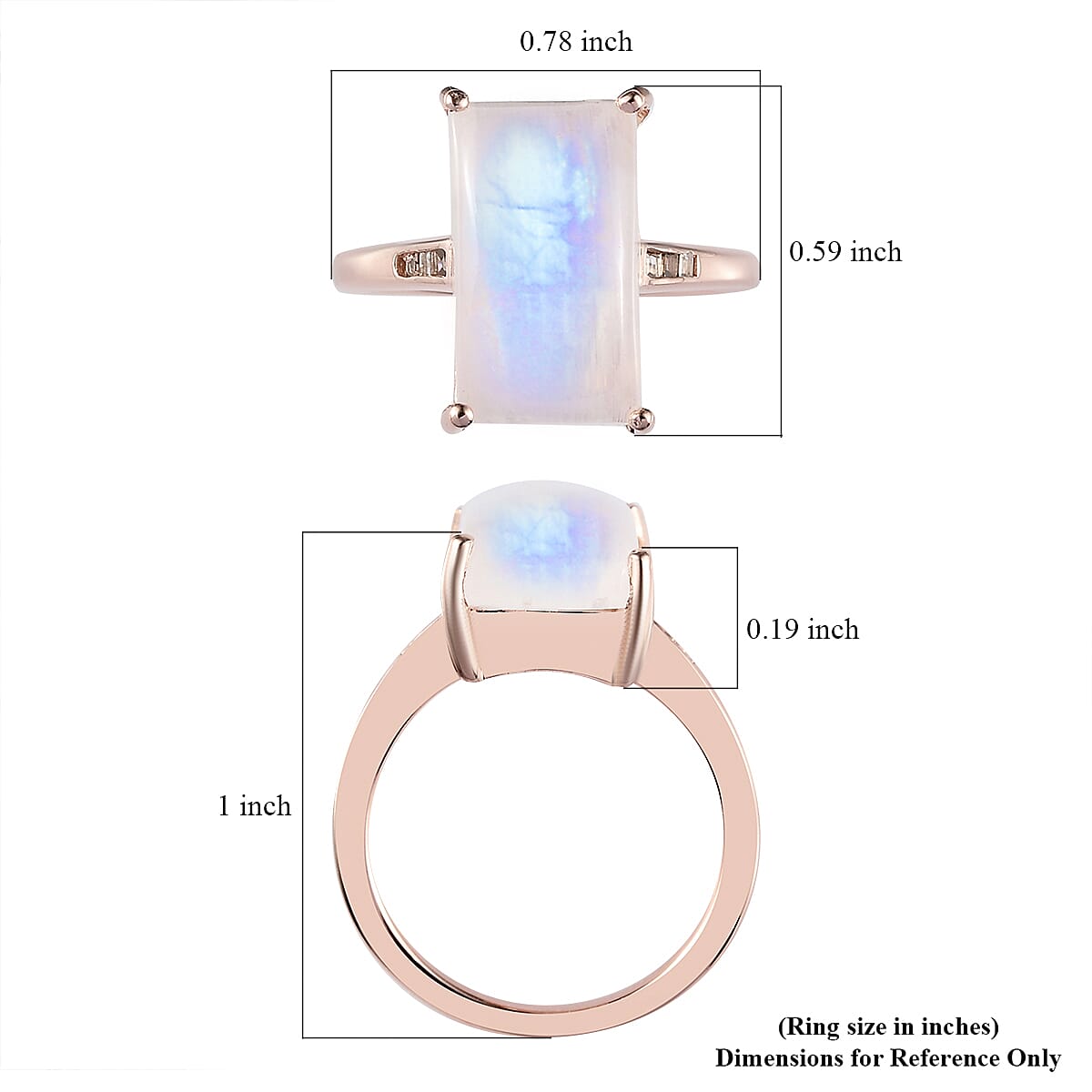 Moon Glow Moonstone and Natural Champagne Diamond Ring in Vermeil Rose Gold Sterling Silver (Size 10.0) 5.85 ctw