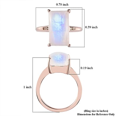 Moon Glow Moonstone and Natural Champagne Diamond Ring in Vermeil Rose Gold Sterling Silver (Size 10.0) 5.85 ctw