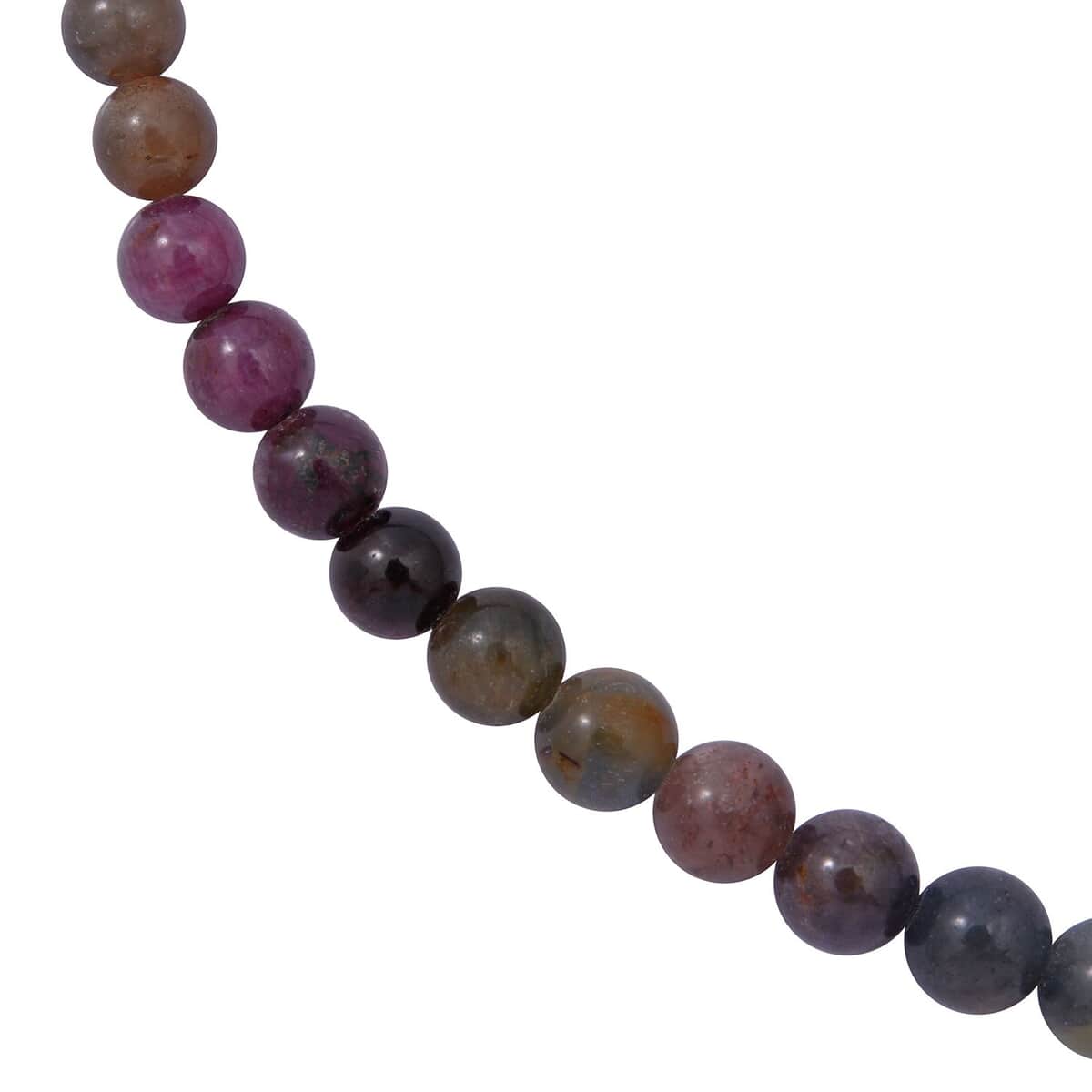 Multi Sapphire Beaded Necklace 18 Inches in Sterling Silver 140.00 ctw image number 2