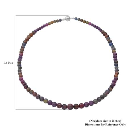 Multi Sapphire Beaded Necklace 18 Inches in Sterling Silver 140.00 ctw image number 4