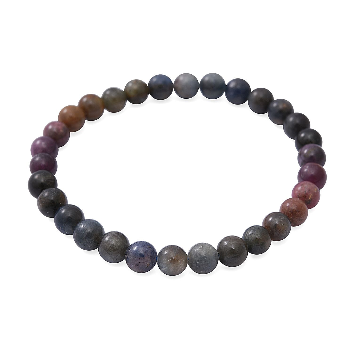 Natural Multi Sapphire Beaded Stretch Bracelet 70.00 ctw