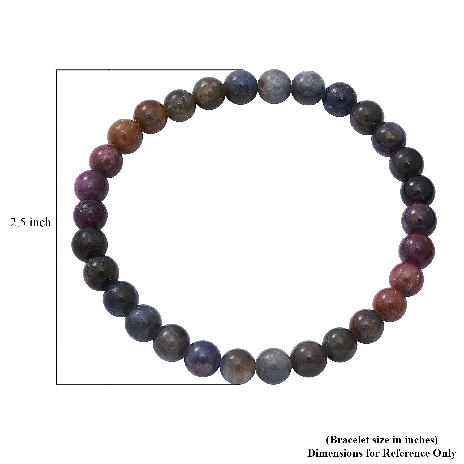 Natural Multi Sapphire Beaded Stretch Bracelet 70.00 ctw