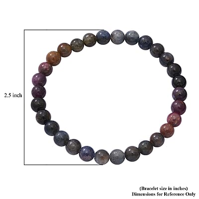 Natural Multi Sapphire Beaded Stretch Bracelet 70.00 ctw