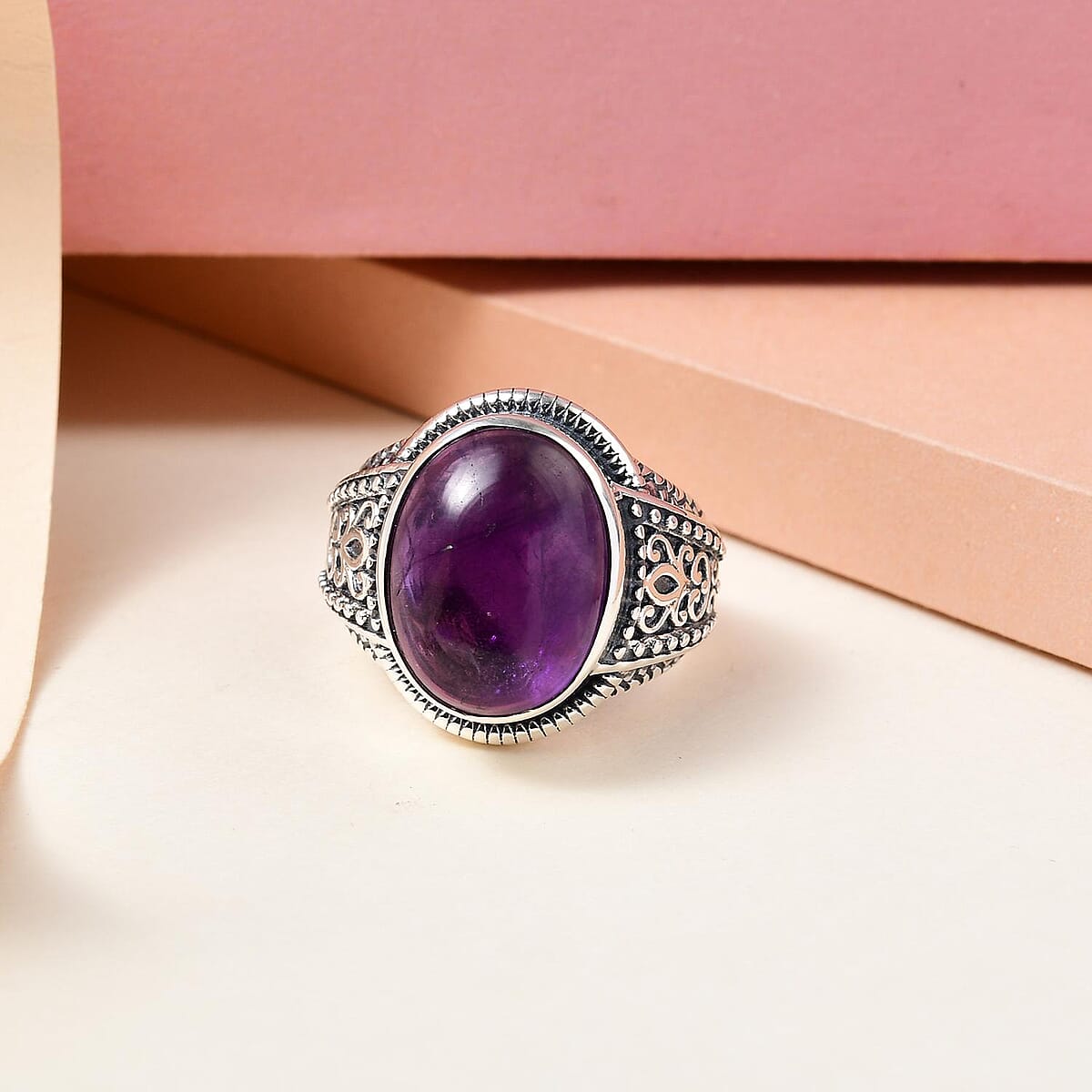 Premium Amethyst Solitaire Ring in Sterling Silver 10.35 Grams 10.75 ctw image number 1