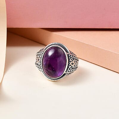 Premium Amethyst Solitaire Ring in Sterling Silver (Size 10.0) 10.35 Grams 10.75 ctw