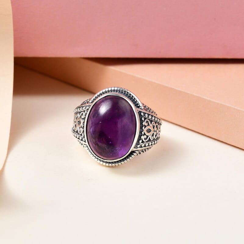Premium Amethyst Solitaire Ring in Sterling Silver (Size 10.0) 10.35 Grams 10.75 ctw