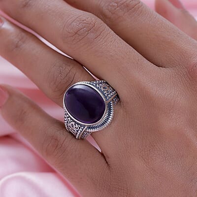 Premium Amethyst Solitaire Ring in Sterling Silver (Size 10.0) 10.35 Grams 10.75 ctw
