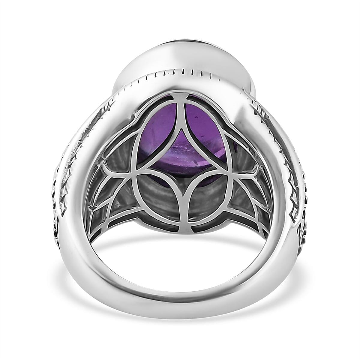 Premium Amethyst Solitaire Ring in Sterling Silver 10.35 Grams 10.75 ctw image number 4