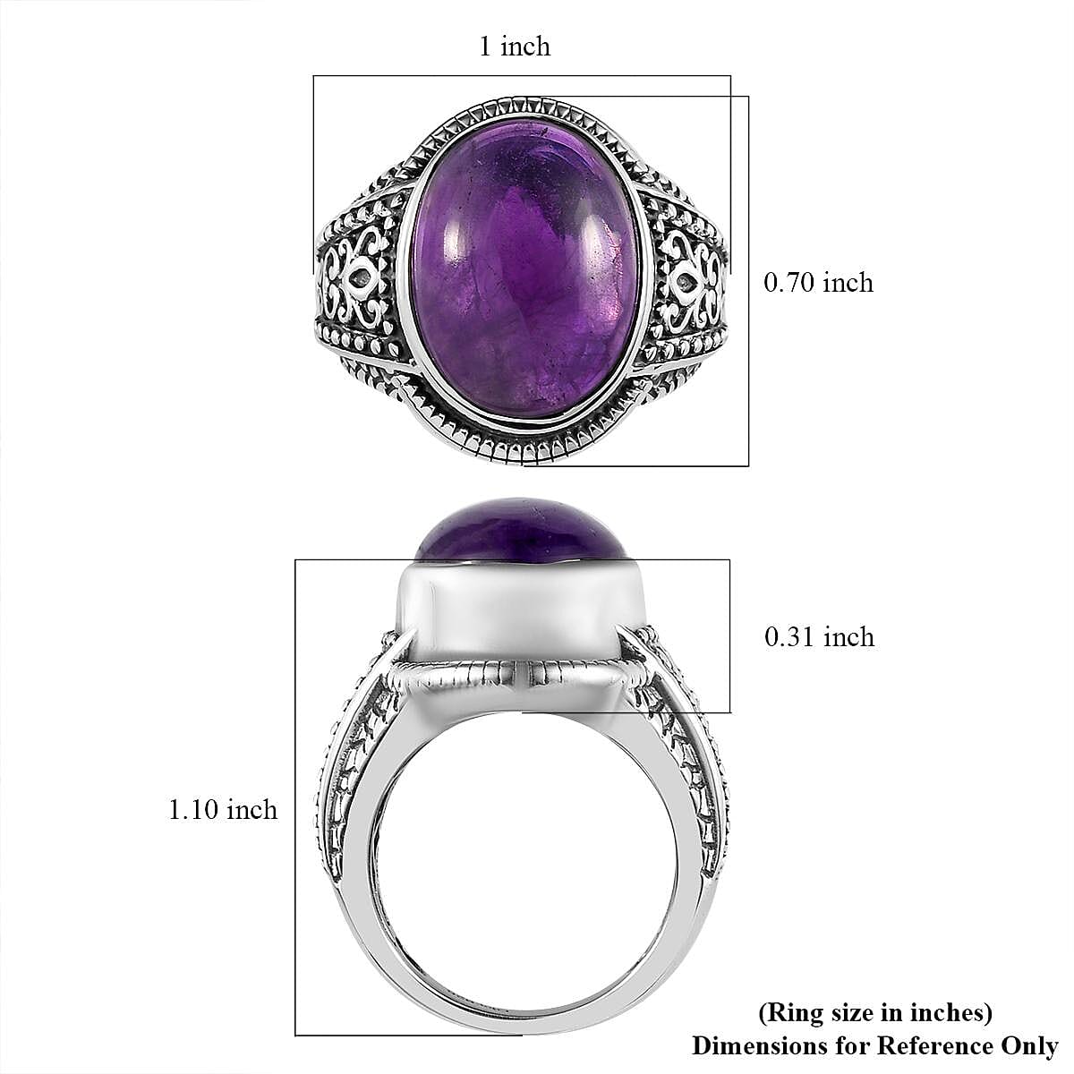 Premium Amethyst Solitaire Ring in Sterling Silver 10.35 Grams 10.75 ctw image number 5
