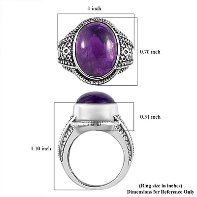Premium Amethyst Solitaire Ring in Sterling Silver (Size 10.0) 10.35 Grams 10.75 ctw