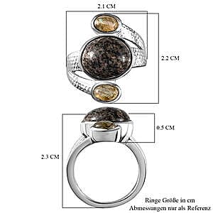 Yooperlite and Labradorite 6.22 ctw Fancy Ring in Sterling Silver (Size 5.5)
