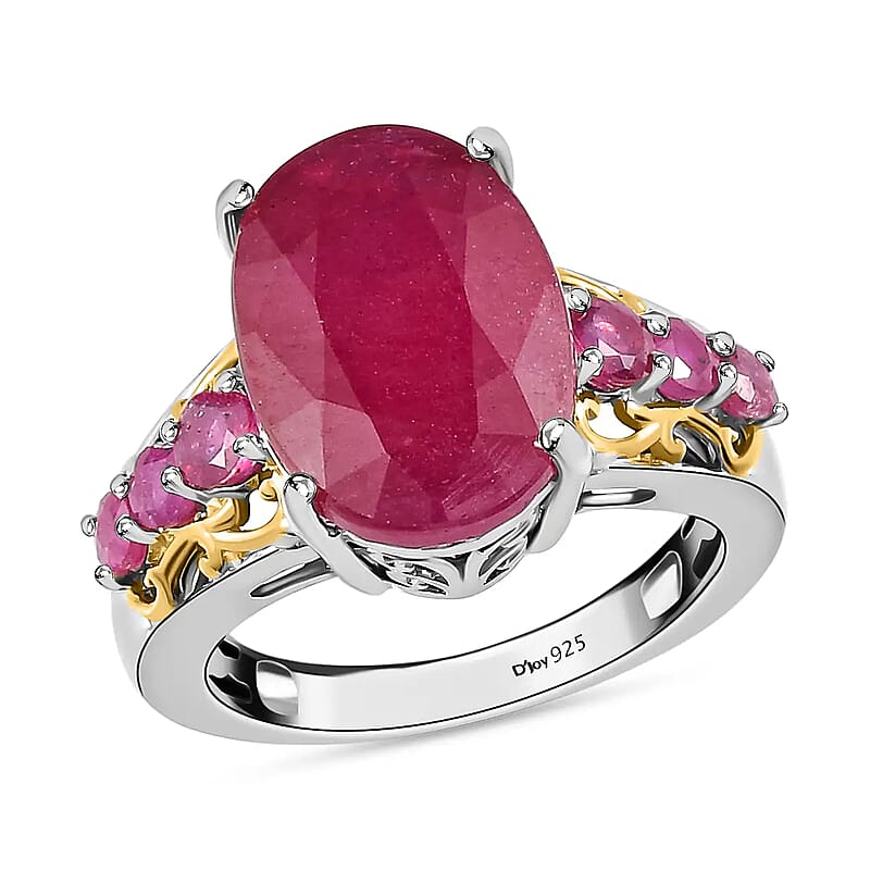 Niassa Ruby (FF) Ring in Vermeil YG and Platinum Over Sterling Silver,Anniversary Gifts For Her 10.35 ctw (Size 10)