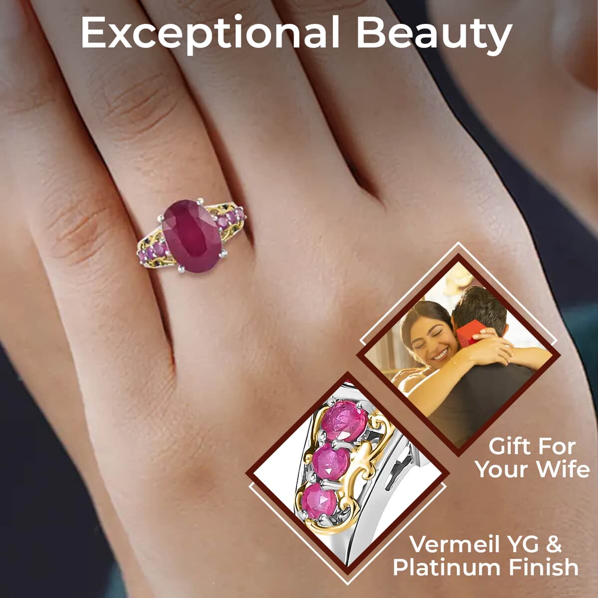 Niassa Ruby Ring in Vermeil Yellow Gold and Platinum Over Sterling Silver 10.35 ctw image number 2