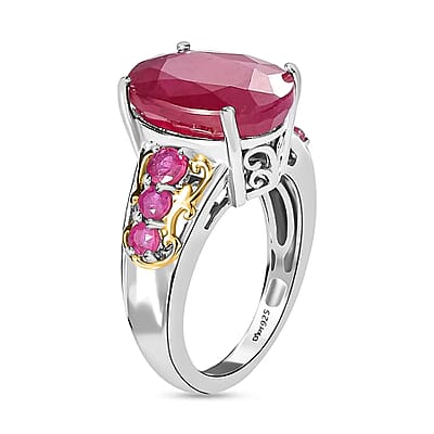 Niassa Ruby (FF) Ring in Vermeil YG and Platinum Over Sterling Silver,Anniversary Gifts For Her 10.35 ctw (Size 10)