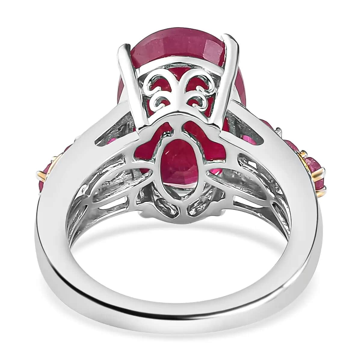 Niassa Ruby Ring in Vermeil Yellow Gold and Platinum Over Sterling Silver 10.35 ctw image number 4