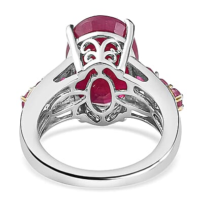 Niassa Ruby (FF) Ring in Vermeil YG and Platinum Over Sterling Silver,Anniversary Gifts For Her 10.35 ctw (Size 10)