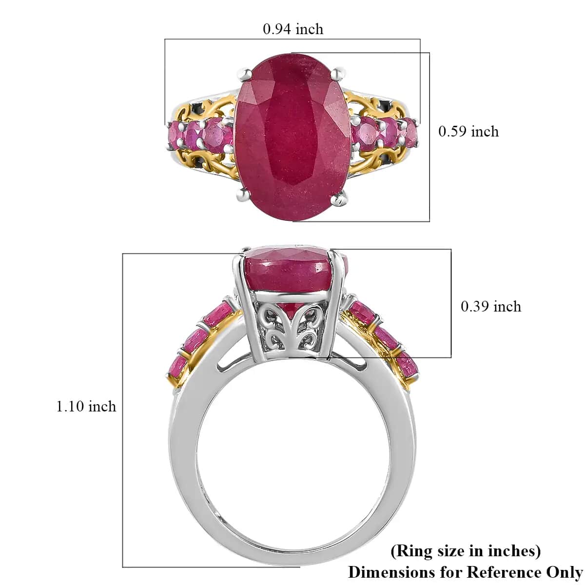 Niassa Ruby Ring in Vermeil Yellow Gold and Platinum Over Sterling Silver 10.35 ctw image number 6