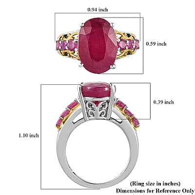 Niassa Ruby (FF) Ring in Vermeil YG and Platinum Over Sterling Silver,Anniversary Gifts For Her 10.35 ctw (Size 10)